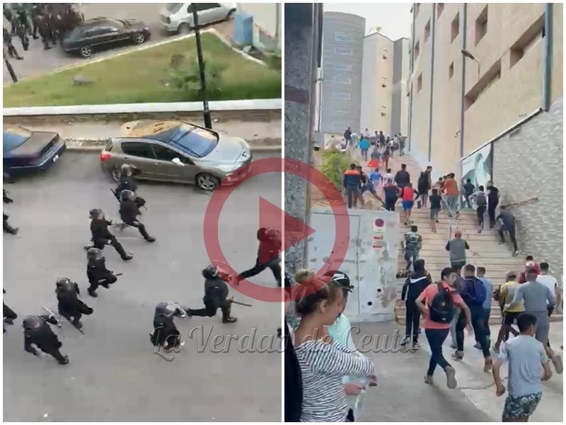 La policía marroquí disuelve un nuevo intento de aproximarse a la frontera de centenares de personas