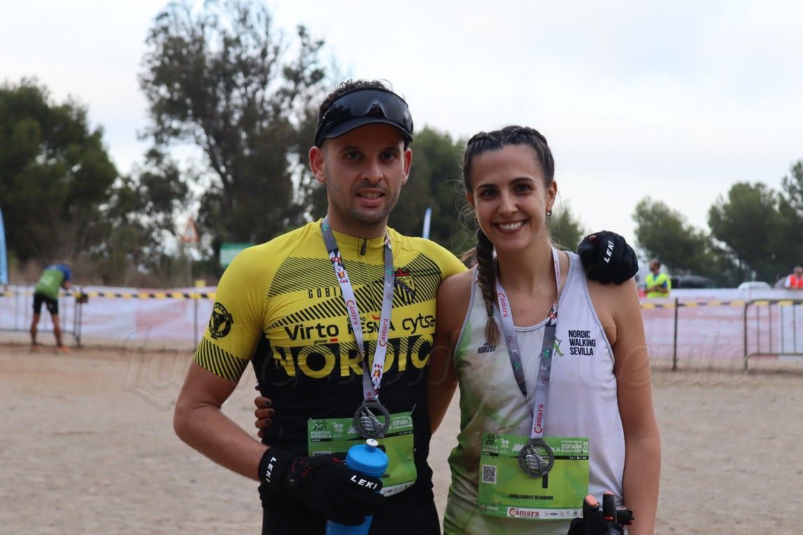 La andaluza Laura Ramos y el navarro Pedro Romero, campeones de la Copa de España de marcha nórdica en Ceuta