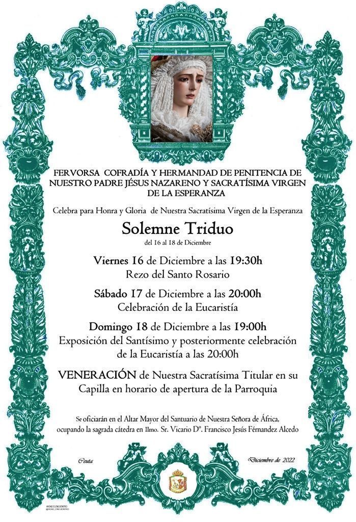 La cofradía del Encuentro inicia mañana los cultos en honor de La Esperanza