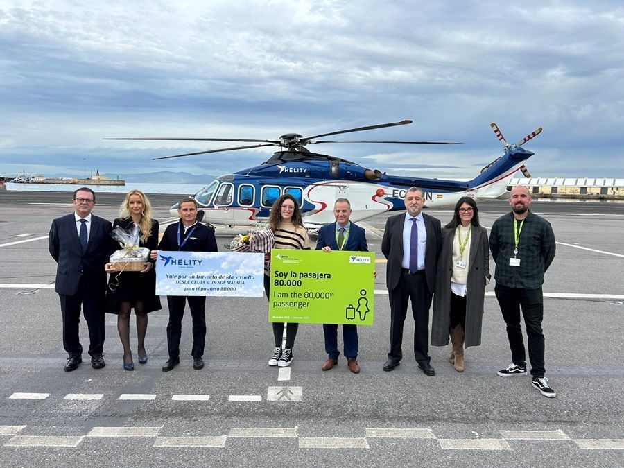El helipuerto de Ceuta alcanza por primera vez los 80.000 pasajeros en un año