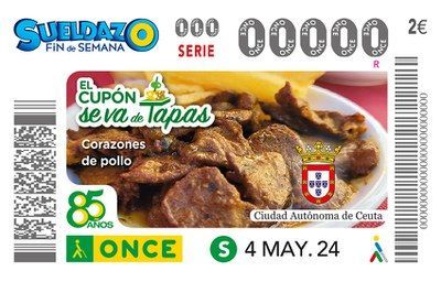 Cinco millones y medio de cupones de la ONCE llevarán los corazones de pollo de Ceuta