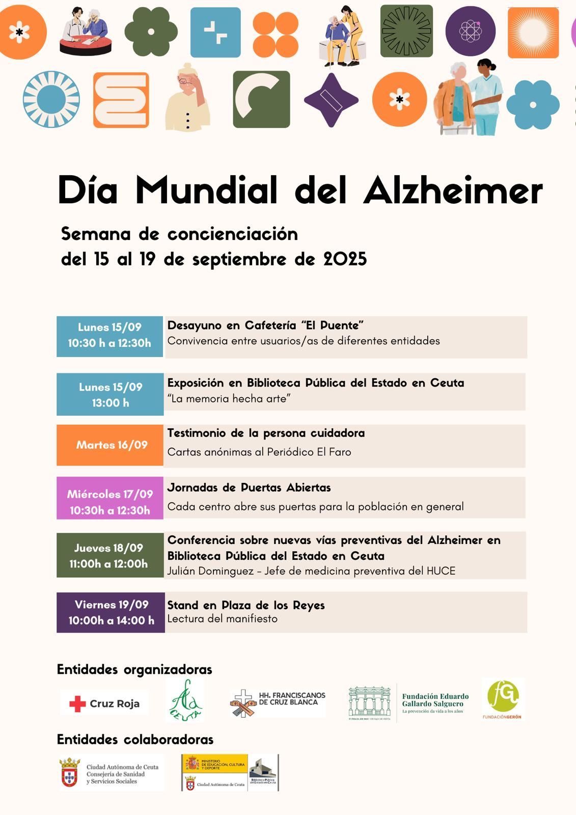 Diversas asociaciones ceutíes celebrarán el Día Internacional del Alzheimer