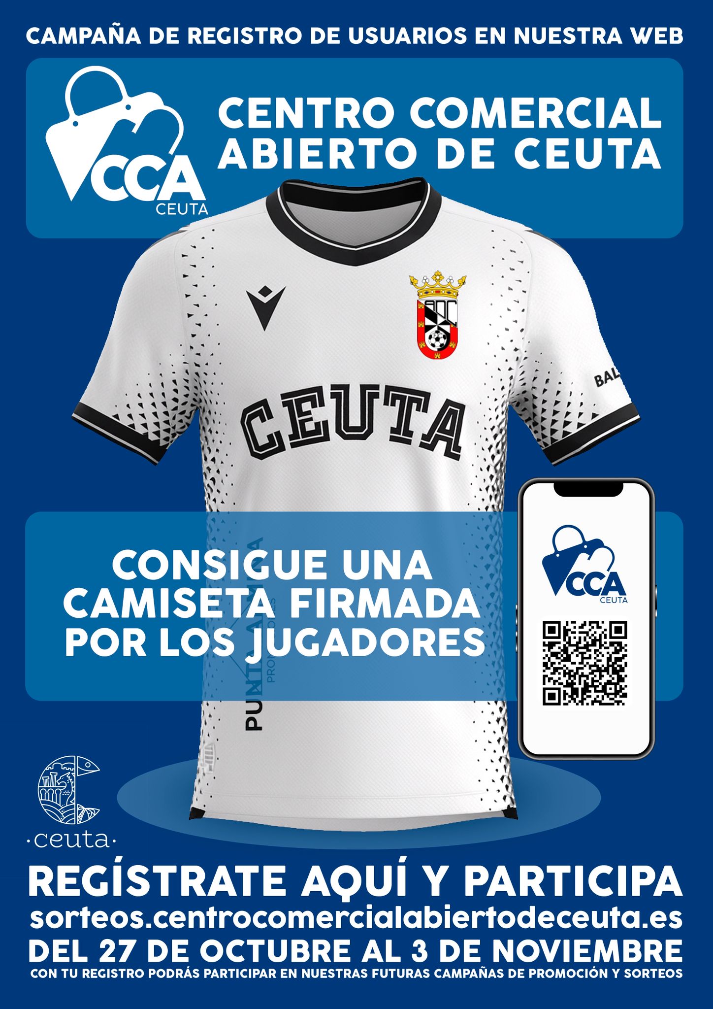 El Centro Comercial Abierto lanza una campaña digital para premiar a sus nuevos usuarios con una camiseta firmada por la AD Ceuta