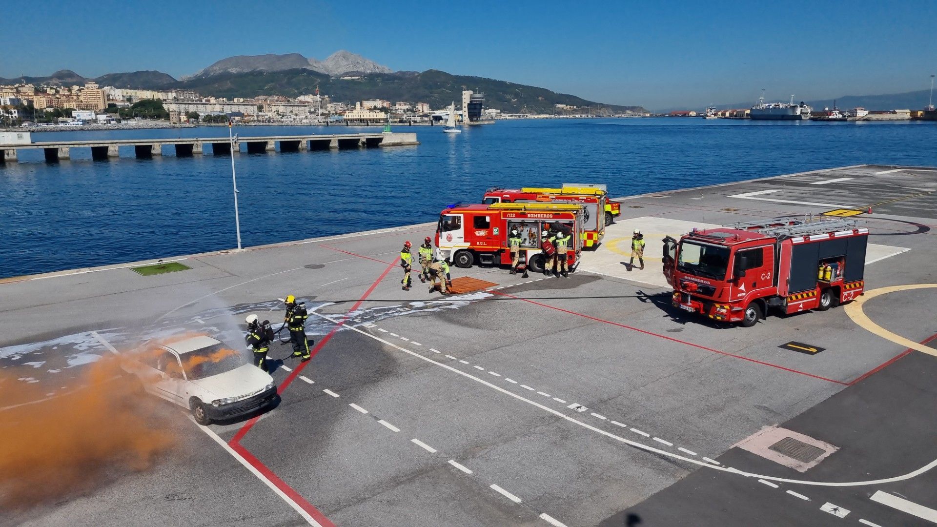 El Helipuerto de Ceuta realiza un simulacro general de emergencia aeronáutica