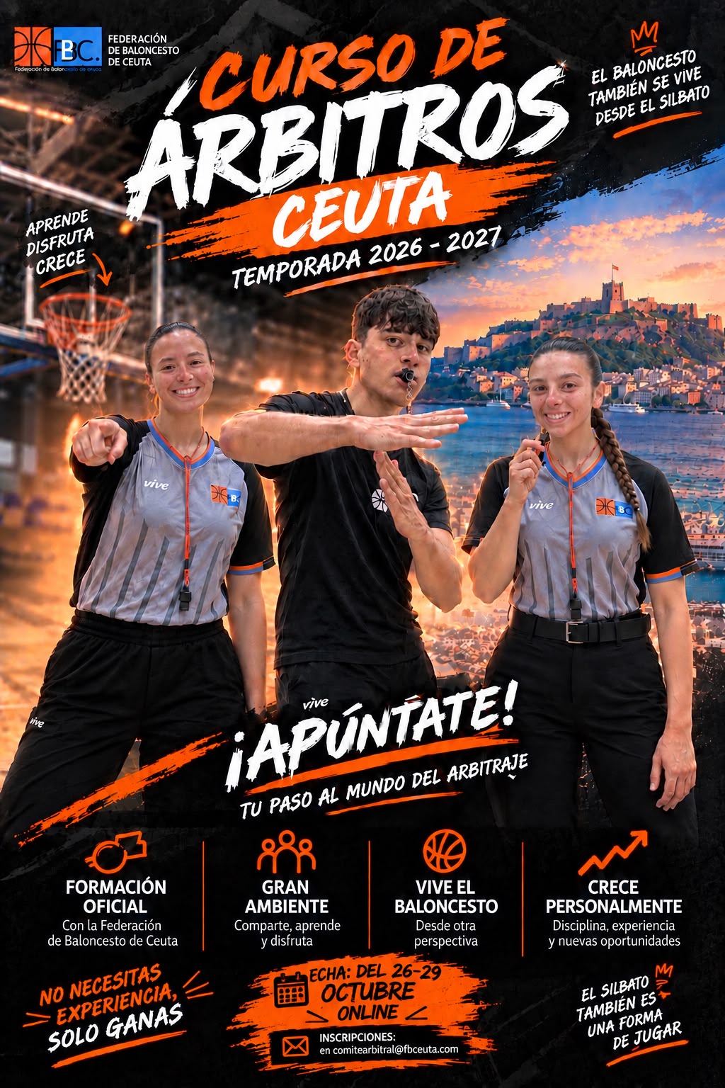 La Federación de Baloncesto de Ceuta organiza un nuevo Curso de Árbitros para la temporada 2026/2027